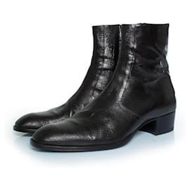 Saint Laurent-Saint Laurent, Crinkled leather Wyatt boots-Black