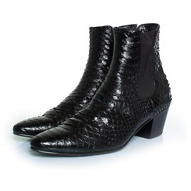 Céline, botas de piel de pitón negras Negro