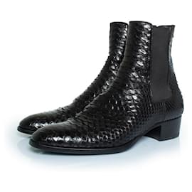 Saint Laurent-Saint Laurent, SS20 python Chelsea boots-Black