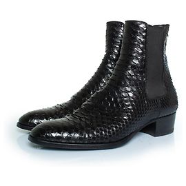 Bottes Chelsea en python Saint Laurent, SS20 Noir