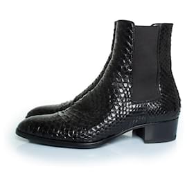 Saint Laurent-Saint Laurent, SS20 python Chelsea boots-Black