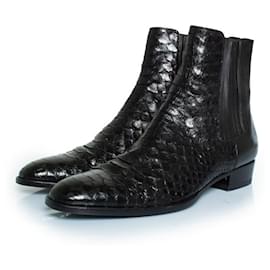 Saint Laurent-Saint Laurent, Wyatt python Chelsea boots-Black