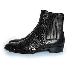 Saint Laurent-Saint Laurent, Wyatt python Chelsea boots-Black