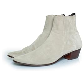 Saint Laurent-Saint Laurent, Grey suede west Chelsea boots-Grey