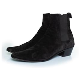 Saint Laurent-Saint Laurent, Wyatt suede Chelsea boots in black-Black