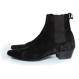 Saint Laurent-Saint Laurent, Wyatt suede Chelsea boots in black-Black