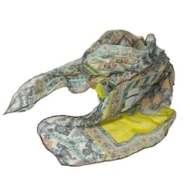 Hermès-Hermes Carre 140 Tapis Persans Silk Scarf-Blue,Green,Yellow