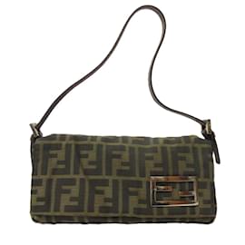 Fendi-Fendi Zucca Pattern Canvas Mini Handbag-Brown,Black