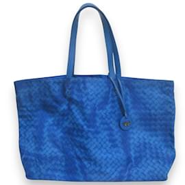 Bottega Veneta-Bottega Veneta Intrecciato Illusion Nylon Tote Bag-Blue