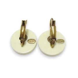 Chanel-Chanel Camellia Coco Mark Stud Earrings-Black,Golden,Eggshell