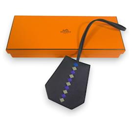 Hermès-Hermes Crochet Cle Grand Trace Veau Epsom Leather Bag Charm Keyring-Green