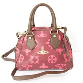 Vivienne Westwood-Vivienne Westwood Yasmin Logomania Orb 2WAY Tote Bag-Dark red