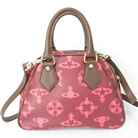 Vivienne Westwood-Vivienne Westwood Yasmin Logomania Orb 2WAY Tote Bag-Dark red