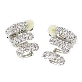 Givenchy-Givenchy Stitch Crystal Clip Earrings-Silvery