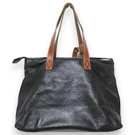 Vivienne Westwood-Vivienne Westwood Orb Embossed Leather Tote Bag-Brown,Black