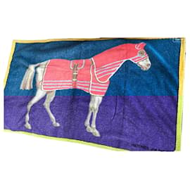 Hermès-Hermes vintage beach towel-Navy blue