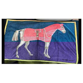 Hermès-Hermes vintage beach towel-Navy blue