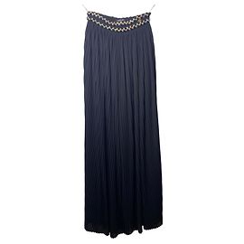 Chanel 18C Paris Greece Black Tweed Trim Palazzo Oversized Wide Leg Pants FR 36 Black