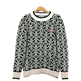 Oversized Casablanca Pullover aus Wolle grün/weiß M Weiß Grün
