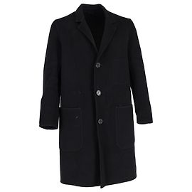 AMI Paris Single Breasted Coat in Black Wool Black