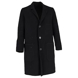 Ami-AMI Paris Single Breasted Coat in Black Wool-Black