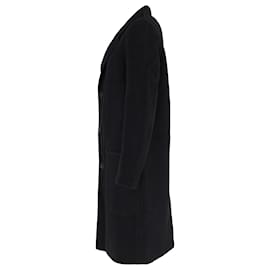 Ami-AMI Paris Single Breasted Coat in Black Wool-Black