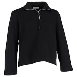 Autre Marque-Mr P. Ribbed Half-Zip Sweater in Black Wool and Cashmere-Black