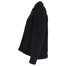 Autre Marque-Mr P. Ribbed Half-Zip Sweater in Black Wool and Cashmere-Black