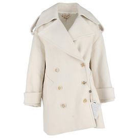Marni Double breasted Oversized Coat in White Wool White Cream