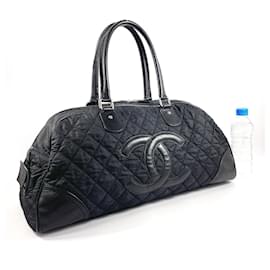 Chanel-Chanel Paris New York Line Nylon Leather Boston Bag-Black