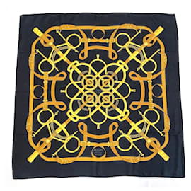 Hermès-Hermes Eperon d'or Silk Scarf-Black