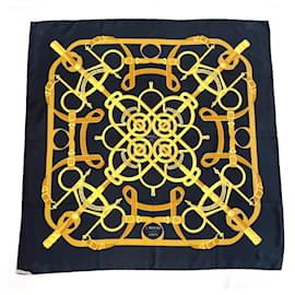 Hermès-Hermes Eperon d'or Silk Scarf-Black