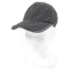 Fendi-Boné de beisebol em poliéster e algodão com logo FF Zucca da Fendi-Cinza