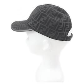 Fendi-Boné de beisebol em poliéster e algodão com logo FF Zucca da Fendi-Cinza