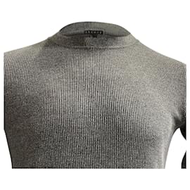 Theory-Theory Ribbed Sweater in Grey Cotton-Grey