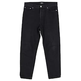 Apc-A.P.C. Straight Leg Jeans in Black Cotton Denim-Black