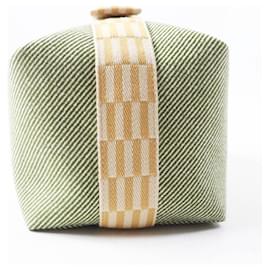Hermès-Hermes Brid A Black GM Wool Cotton Handbag-Green