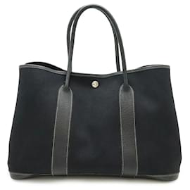 Hermès-Hermes Garden Party PM Toile Officier Tote Bag-Black