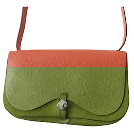 Hermès-Hermes Sac Colorado PM Vache Liege/Toile Chevron Shoulder Bag-Orange