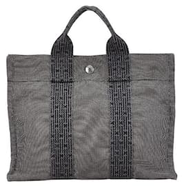 Hermès-Hermes Canvas Herline Tote Bag-Grey
