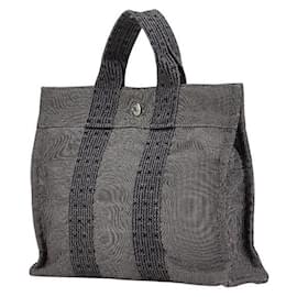 Hermès-Hermes Canvas Herline Tote Bag-Grey