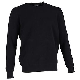 Apc A.P.C. Rundhals-Pullover aus schwarzer Wolle Schwarz
