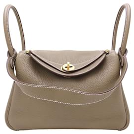 Hermès-Hermes Lindy Taurillon Clemence Handbag-Brown,Beige