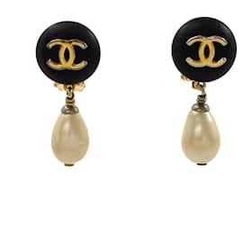 Chanel-Chanel Coco Mark Earrings-Golden,Metallic