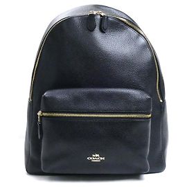 COACH Charlie Leather Backpack Black