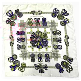 Hermès-Hermes LES RUBANS DU CHEVAL Silk Scarf-White