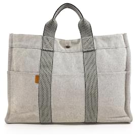 Hermès-Hermes New Fourre Tout Toile Tote Bag-Grey