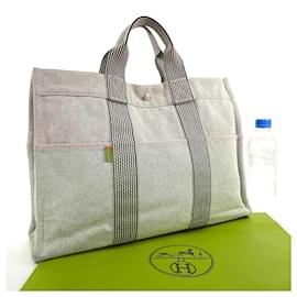 Hermès-Hermes New Fourre Tout Toile Tote Bag-Grey