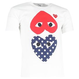 Comme Des Garcons Camiseta de coração com bolinhas Comme Des Garçons Play em algodão branco Branco