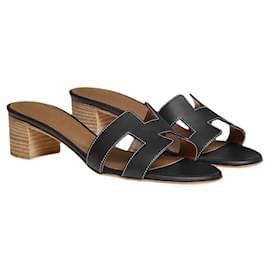 Hermès-Hermes oasis black sandals 39.5-Black